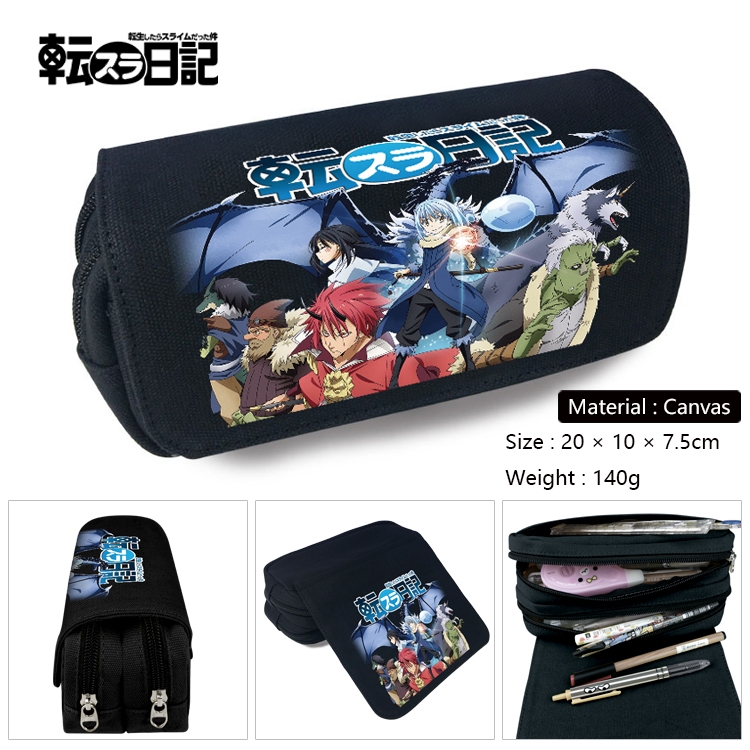 That Time I Got Slim Anime Multi-Function Double Zipper Canvas Cosmetic Bag Pen Case 20x10x7.5cm