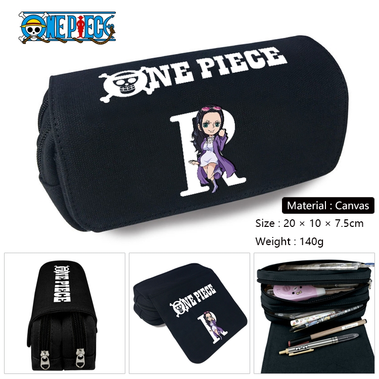 One Piece Anime Multi-Function Double Zipper Canvas Cosmetic Bag Pen Case 20x10x7.5cm