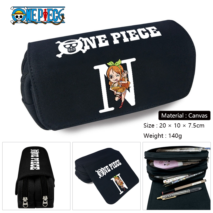 One Piece Anime Multi-Function Double Zipper Canvas Cosmetic Bag Pen Case 20x10x7.5cm
