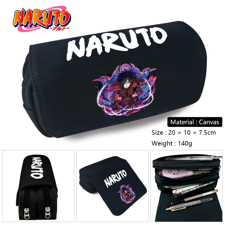 Naruto Anime Multi-Function Double Zipper Canvas Cosmetic Bag Pen Case 20x10x7.5cm