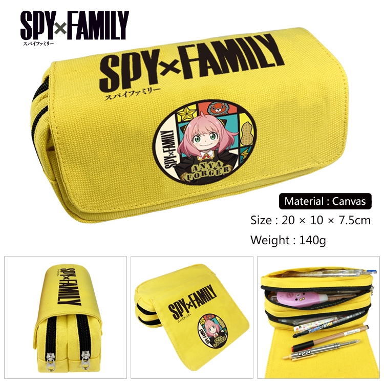 SPY×FAMILY Anime Multi-Function Double Zipper Canvas Cosmetic Bag Pen Case 20x10x7.5cm