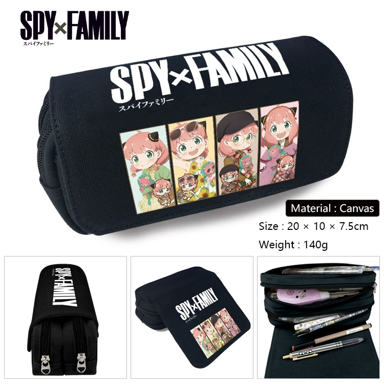 SPY×FAMILY Anime Multi-Function Double Zipper Canvas Cosmetic Bag Pen Case 20x10x7.5cm