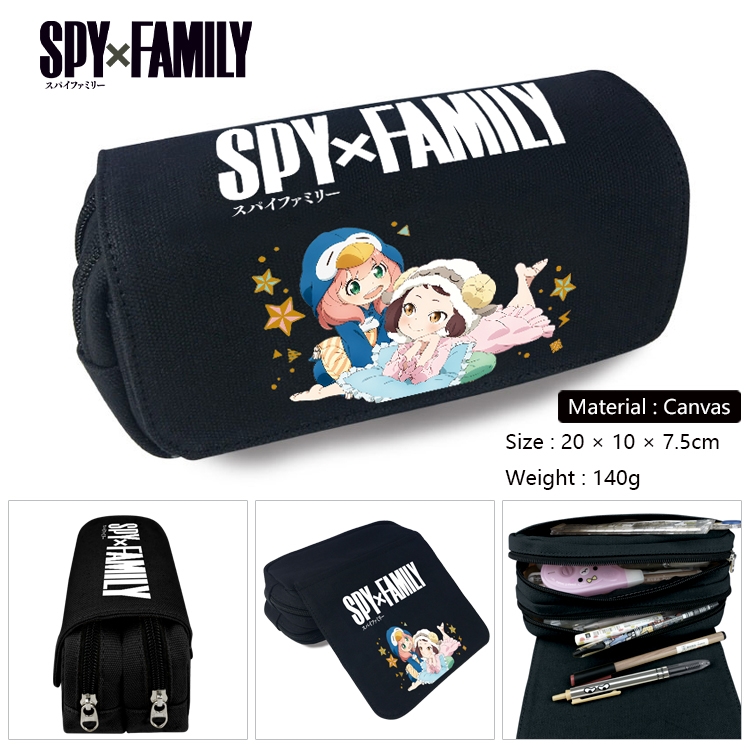 SPY×FAMILY Anime Multi-Function Double Zipper Canvas Cosmetic Bag Pen Case 20x10x7.5cm