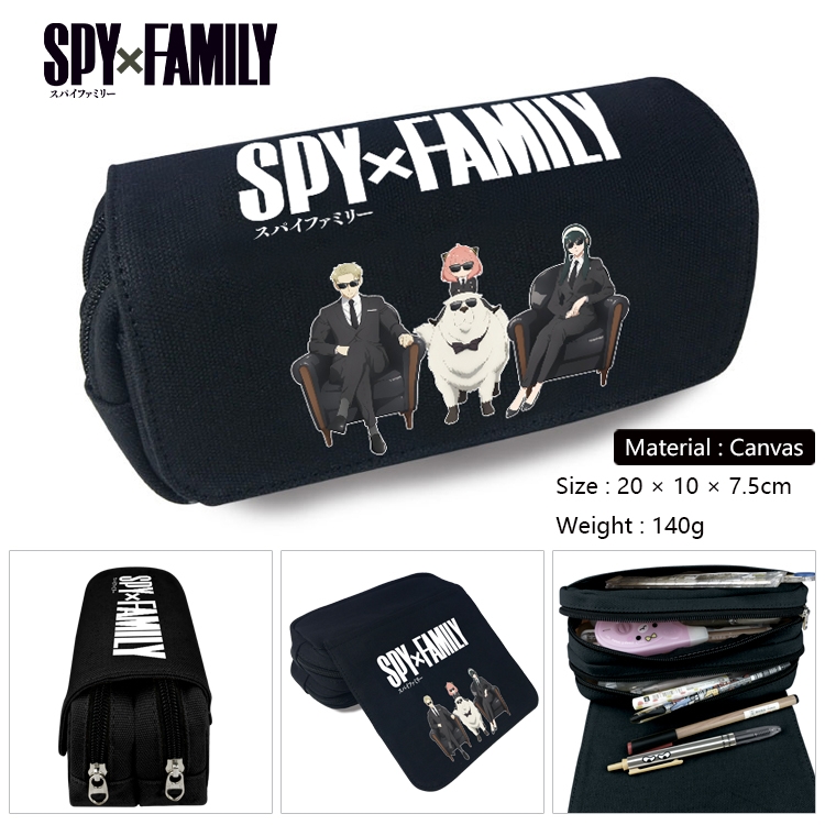 SPY×FAMILY Anime Multi-Function Double Zipper Canvas Cosmetic Bag Pen Case 20x10x7.5cm