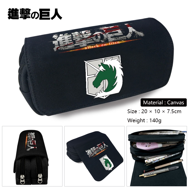 Shingeki no Kyojin Anime Multi-Function Double Zipper Canvas Cosmetic Bag Pen Case 20x10x7.5cm