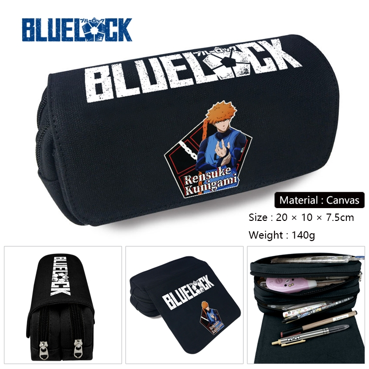 BLUE LOCK Anime Multi-Function Double Zipper Canvas Cosmetic Bag Pen Case 20x10x7.5cm