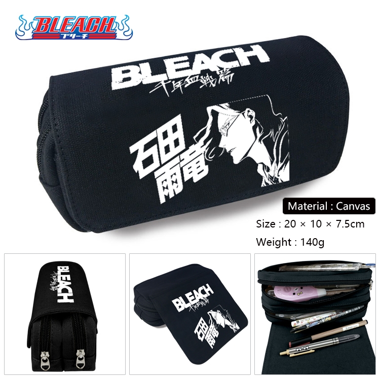 Bleach Anime Multi-Function Double Zipper Canvas Cosmetic Bag Pen Case 20x10x7.5cm