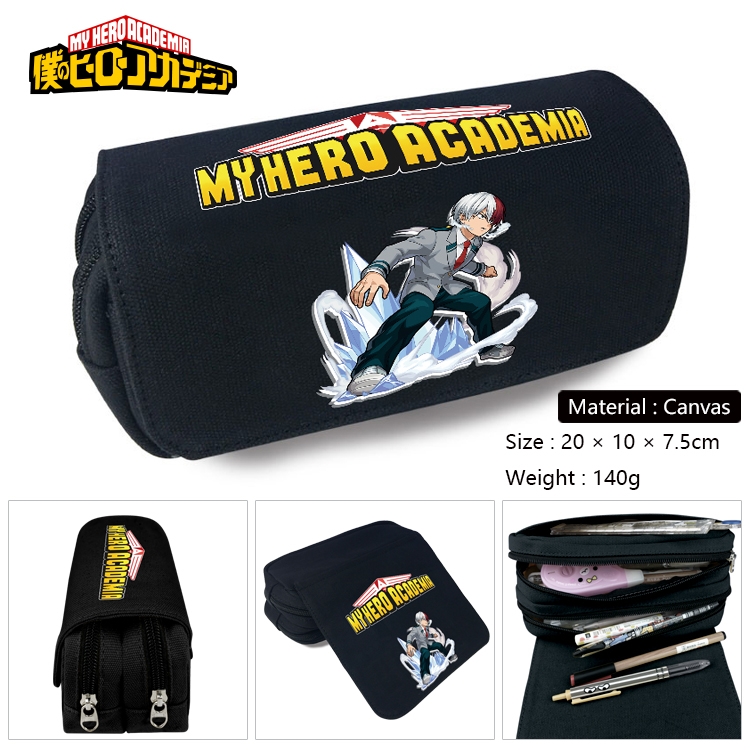 My Hero Academia Anime Multi-Function Double Zipper Canvas Cosmetic Bag Pen Case 20x10x7.5cm