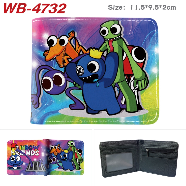 Rainbow friend color PU leather half fold wallet 11.5X9X2CM WB-4732A