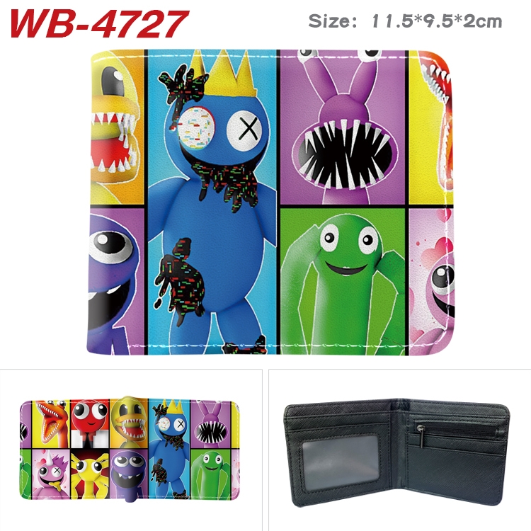 Rainbow friend color PU leather half fold wallet 11.5X9X2CM  WB-4727A