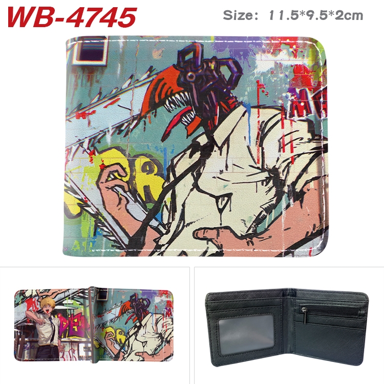 Chainsaw man Animation color PU leather half fold wallet 11.5X9X2CM WB-4745A