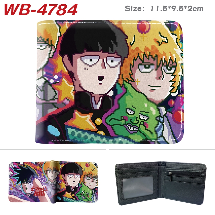 Mob Psycho 100 Animation color PU leather half fold wallet 11.5X9X2CM WB-4784A