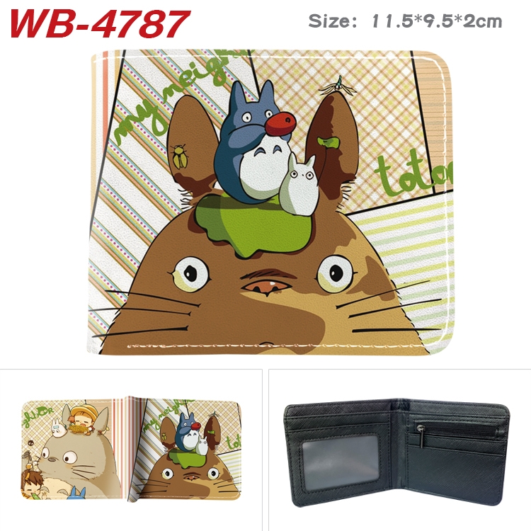 TOTORO Animation color PU leather half fold wallet 11.5X9X2CM WB-4787