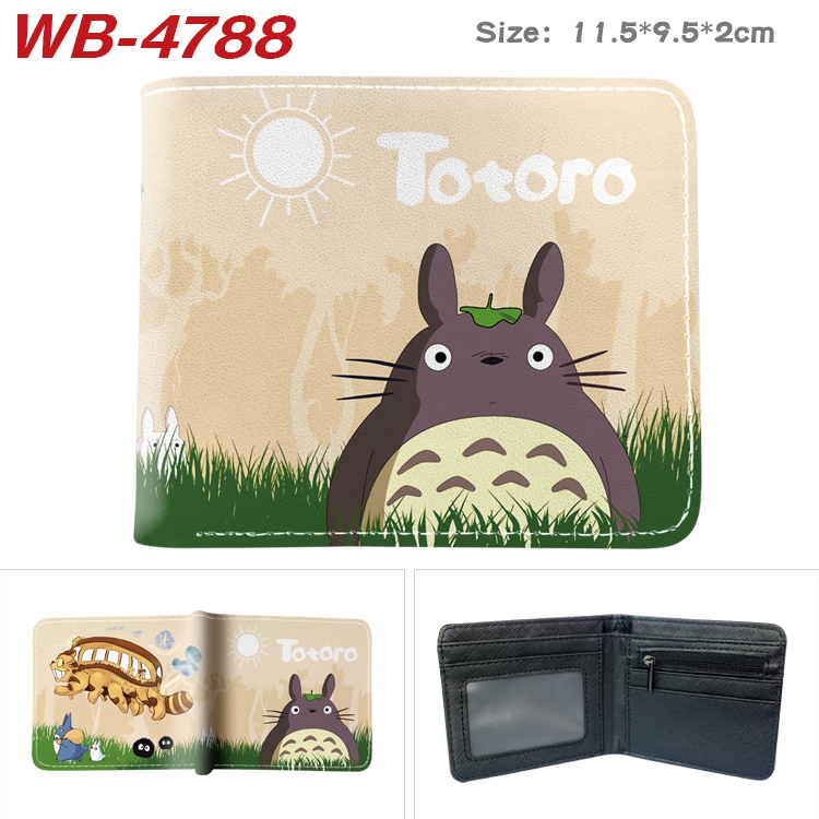 TOTORO Animation color PU leather half fold wallet 11.5X9X2CM WB-4788