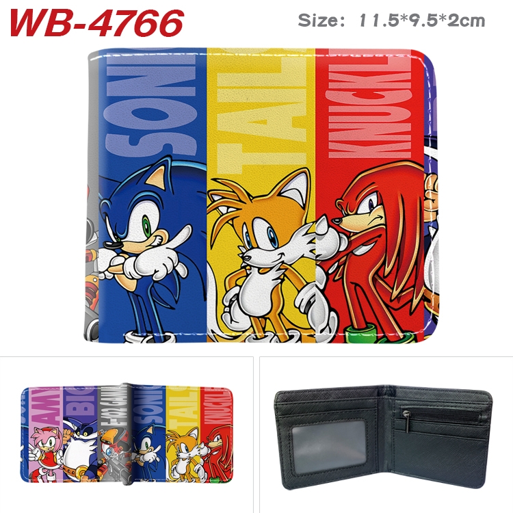 Sonic The Hedgehog Animation color PU leather half fold wallet 11.5X9X2CM WB-4766A
