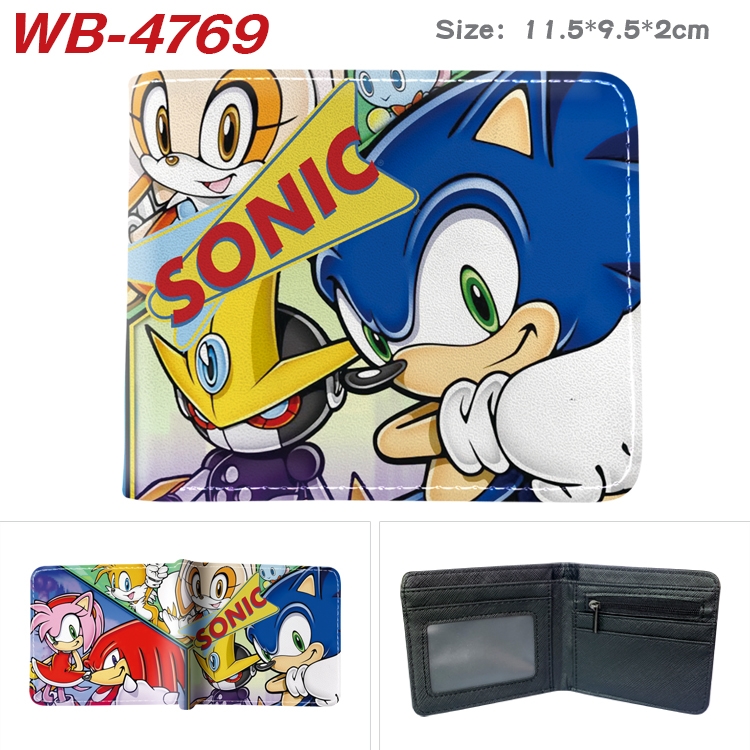 Sonic The Hedgehog Animation color PU leather half fold wallet 11.5X9X2CM WB-4769A