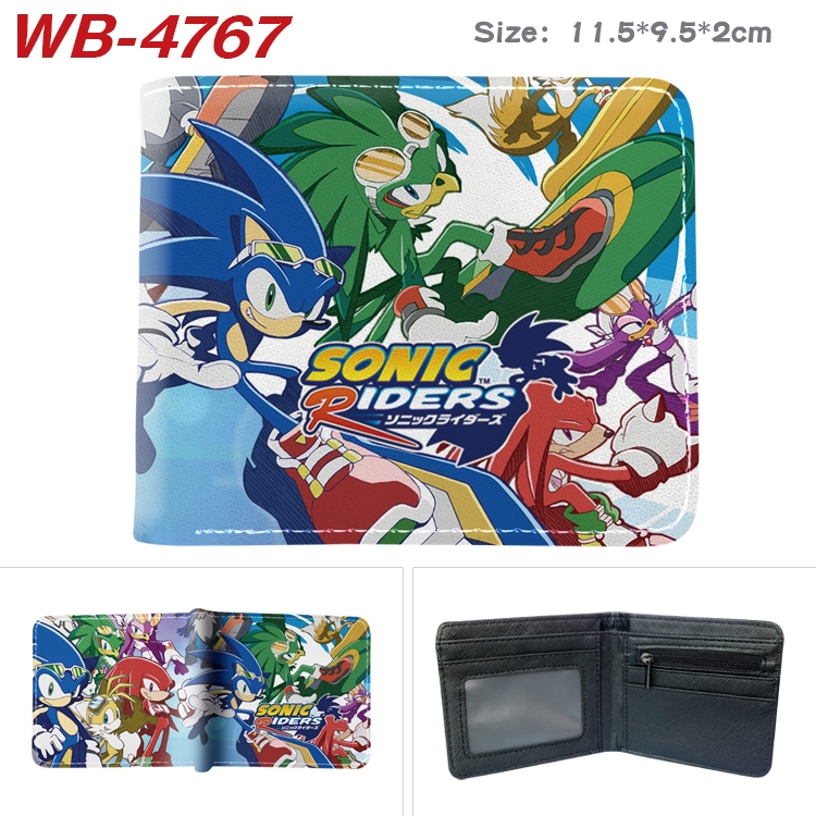 Sonic The Hedgehog Animation color PU leather half fold wallet 11.5X9X2CM WB-4767A