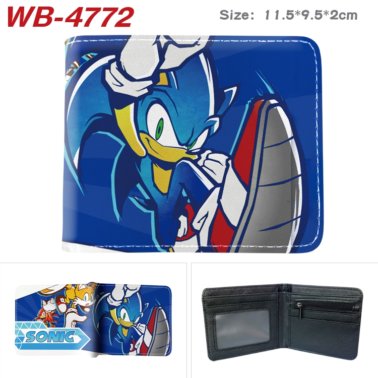Sonic The Hedgehog Animation color PU leather half fold wallet 11.5X9X2CM WB-4772A