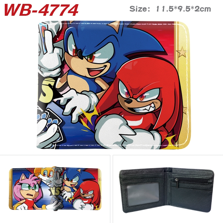 Sonic The Hedgehog Animation color PU leather half fold wallet 11.5X9X2CM  WB-4774A