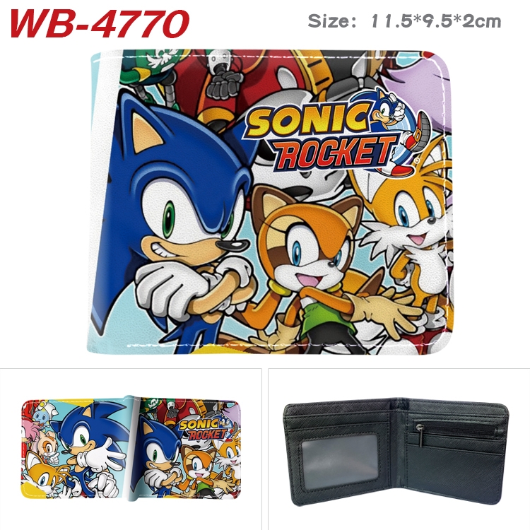 Sonic The Hedgehog Animation color PU leather half fold wallet 11.5X9X2CM WB-4770A