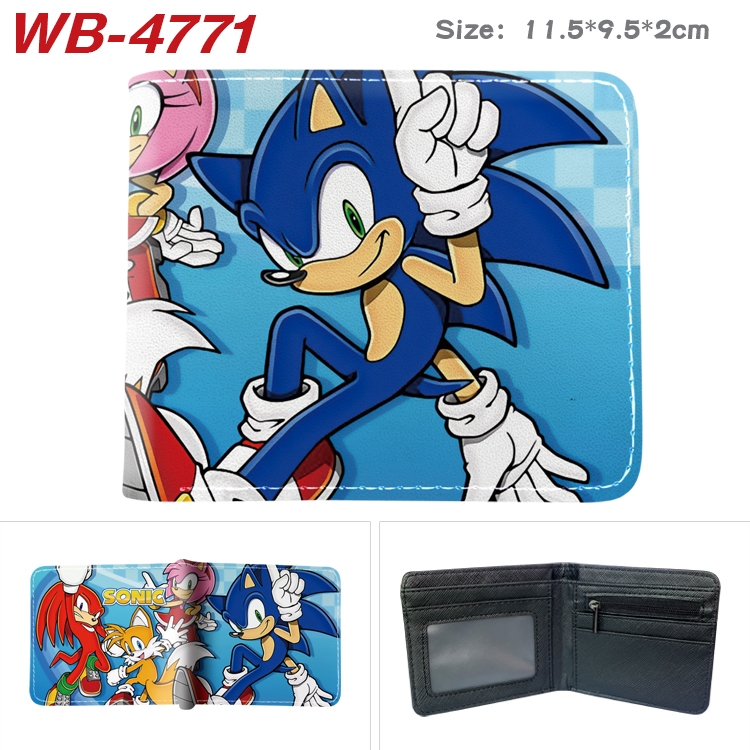 Sonic The Hedgehog Animation color PU leather half fold wallet 11.5X9X2CM WB-4771A