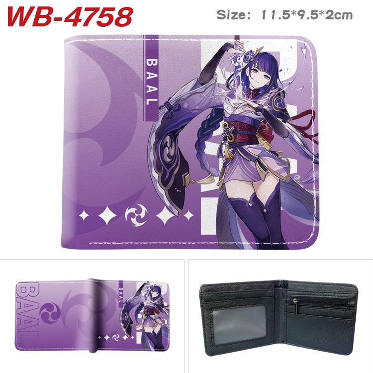 Genshin Impact Animation color PU leather half fold wallet 11.5X9X2CM WB-4758A