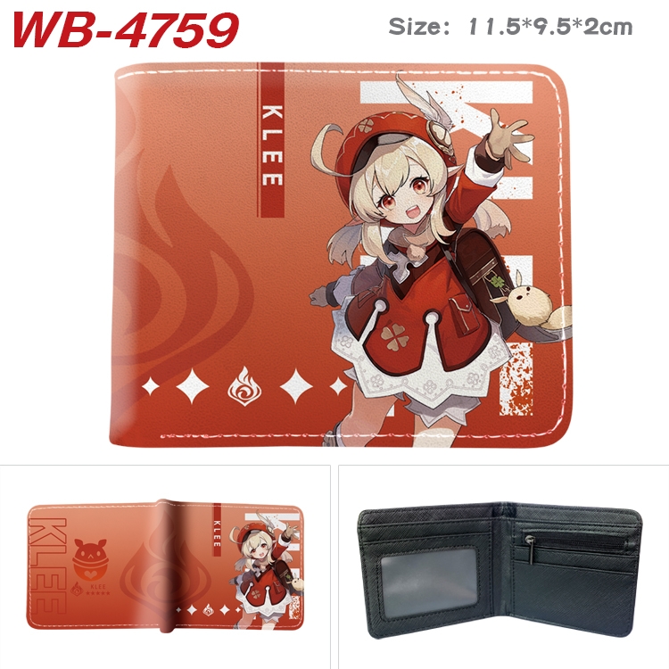 Genshin Impact Animation color PU leather half fold wallet 11.5X9X2CM WB-4759A