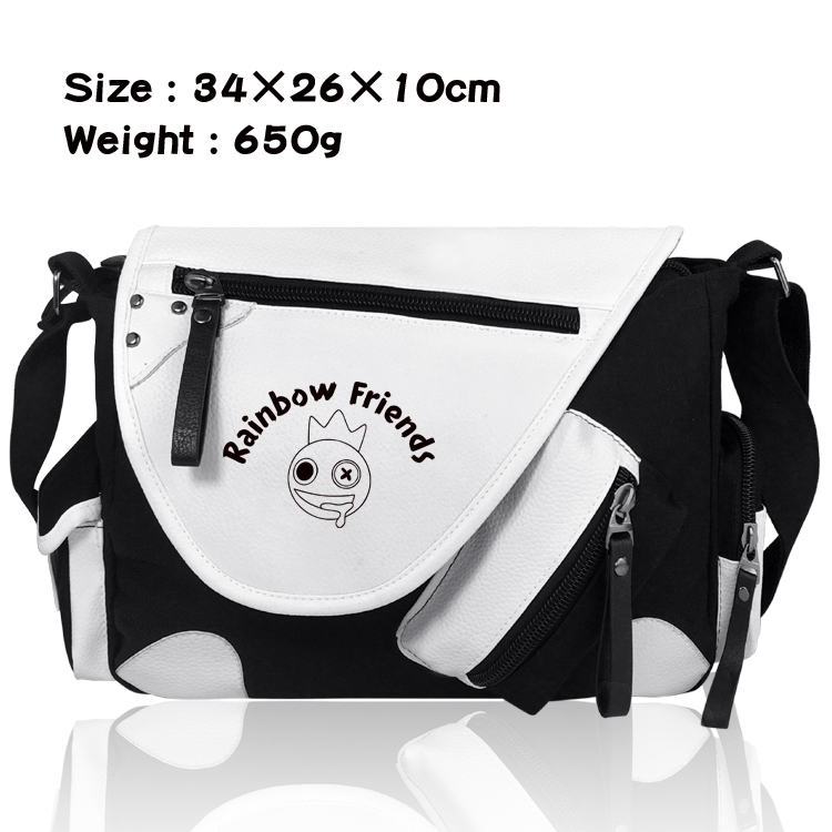 Rainbow friend  Anime PU Colorblock Leather Shoulder Crossbody Bag 34x26x10cm