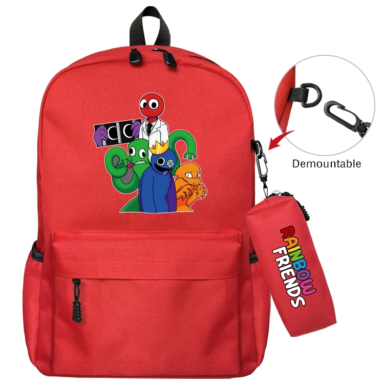 Rainbow friend Animation backpack schoolbag small pen bag set mother and child schoolbag 43X35X12CM