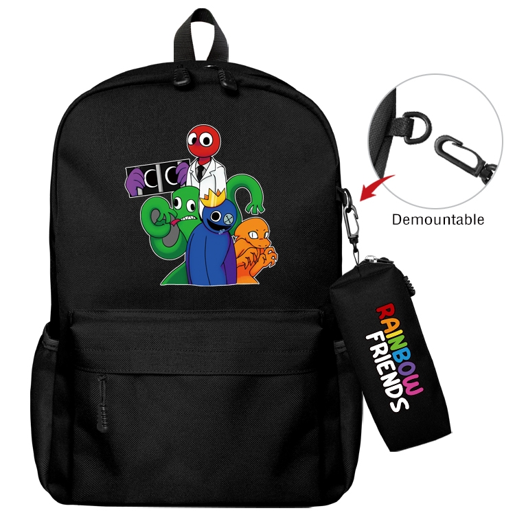 Rainbow friend Animation backpack schoolbag small pen bag set mother and child schoolbag 43X35X12CM