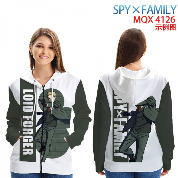 SPY×FAMILY  Long Sleeve Zip Hood Patch Pocket Sweatshirt from 2XS to 4XL  MQX-4126