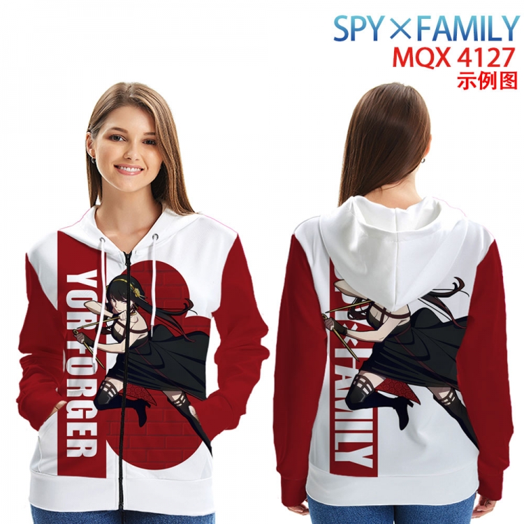 SPY×FAMILY  Long Sleeve Zip Hood Patch Pocket Sweatshirt from 2XS to 4XL MQX-4127