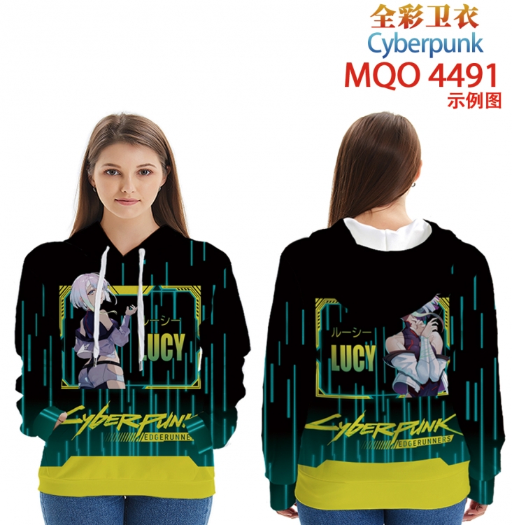 Cyberpunk Long Sleeve Hooded Full Color Patch Pocket Sweatshirt from XXS to 4XL  MQO-4491