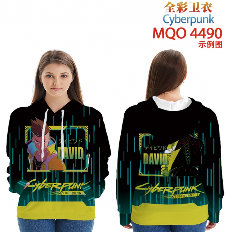 Cyberpunk Long Sleeve Hooded Full Color Patch Pocket Sweatshirt from XXS to 4XL  MQO-4490