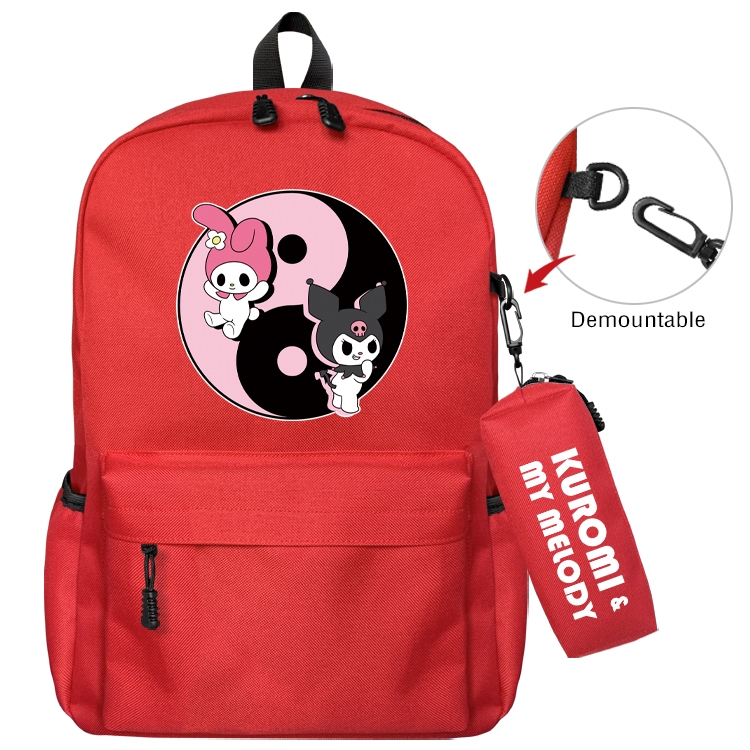 Kuromi and Melody Animation backpack schoolbag small pen bag set mother and child schoolbag 43X35X12CM