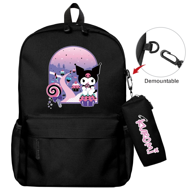 Kuromi and Melody Animation backpack schoolbag small pen bag set mother and child schoolbag 43X35X12CM