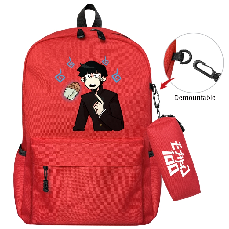 Mob Psycho 100 Animation backpack schoolbag small pen bag set mother and child schoolbag 43X35X12CM