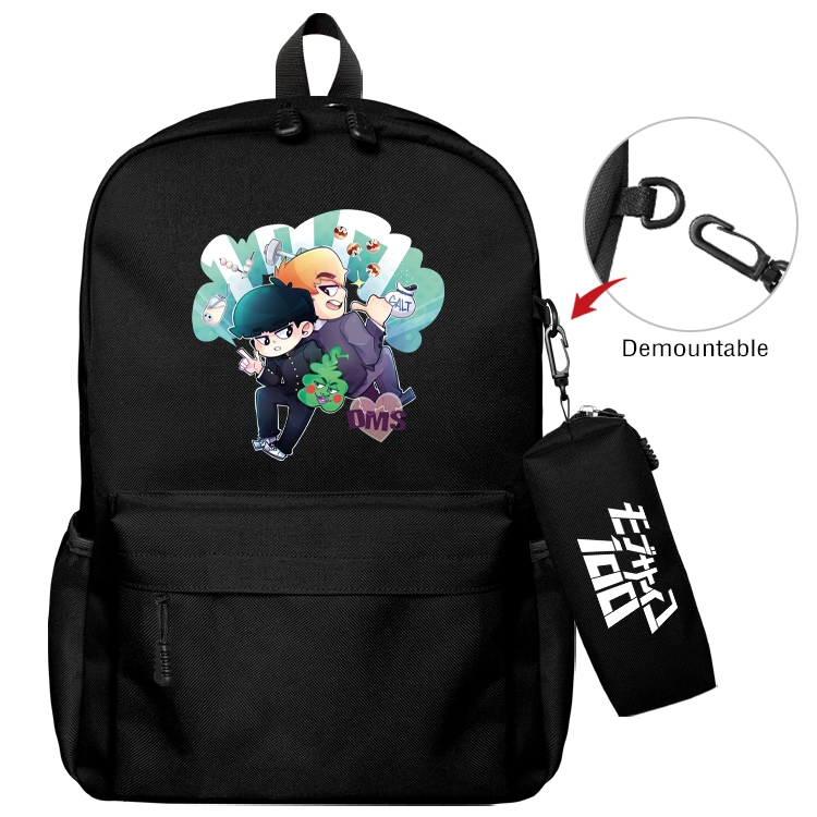 Mob Psycho 100 Animation backpack schoolbag small pen bag set mother and child schoolbag 43X35X12CM