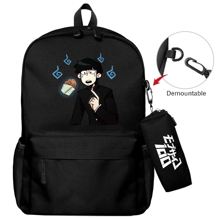 Mob Psycho 100 Animation backpack schoolbag small pen bag set mother and child schoolbag 43X35X12CM