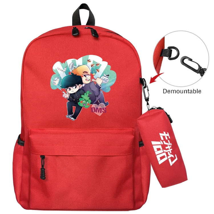 Mob Psycho 100 Animation backpack schoolbag small pen bag set mother and child schoolbag 43X35X12CM