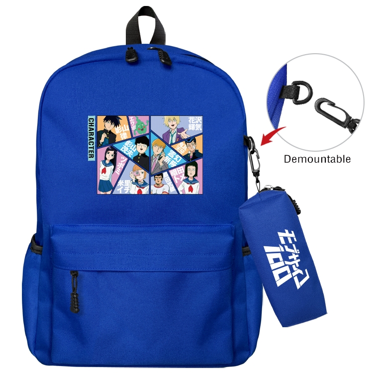 Mob Psycho 100 Animation backpack schoolbag small pen bag set mother and child schoolbag 43X35X12CM