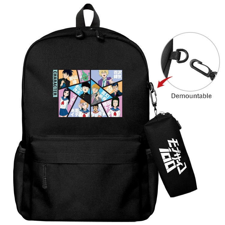 Mob Psycho 100 Animation backpack schoolbag small pen bag set mother and child schoolbag 43X35X12CM