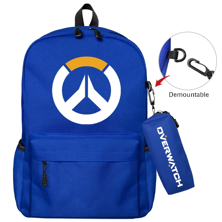 Overwatch Animation backpack schoolbag small pen bag set mother and child schoolbag 43X35X12CM