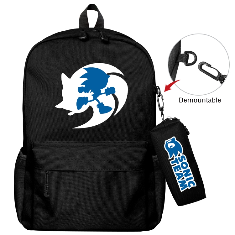 Sonic the Hedgehog Animation backpack schoolbag small pen bag set mother and child schoolbag 43X35X12CM