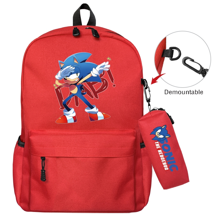 Sonic the Hedgehog Animation backpack schoolbag small pen bag set mother and child schoolbag 43X35X12CM