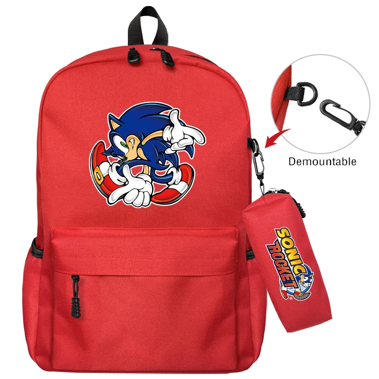 Sonic the Hedgehog Animation backpack schoolbag small pen bag set mother and child schoolbag 43X35X12CM