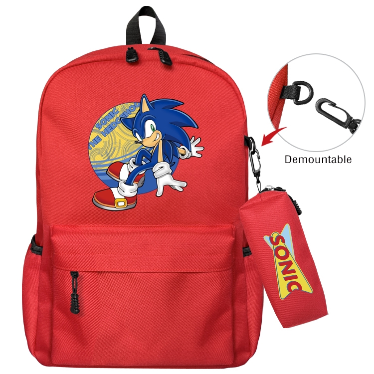 Sonic the Hedgehog Animation backpack schoolbag small pen bag set mother and child schoolbag 43X35X12CM