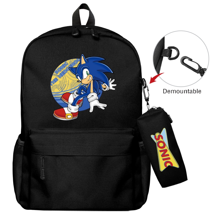 Sonic the Hedgehog Animation backpack schoolbag small pen bag set mother and child schoolbag 43X35X12CM