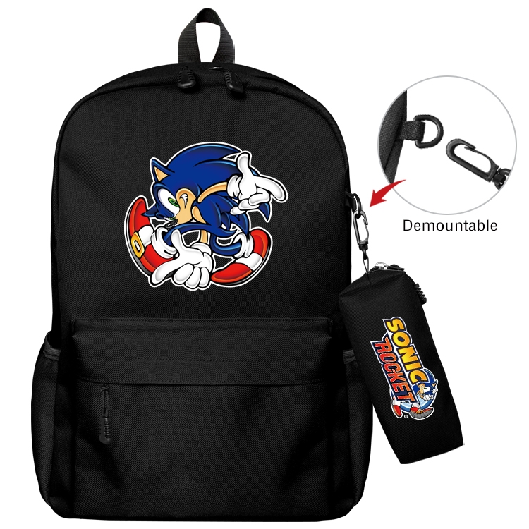 Sonic the Hedgehog Animation backpack schoolbag small pen bag set mother and child schoolbag 43X35X12CM