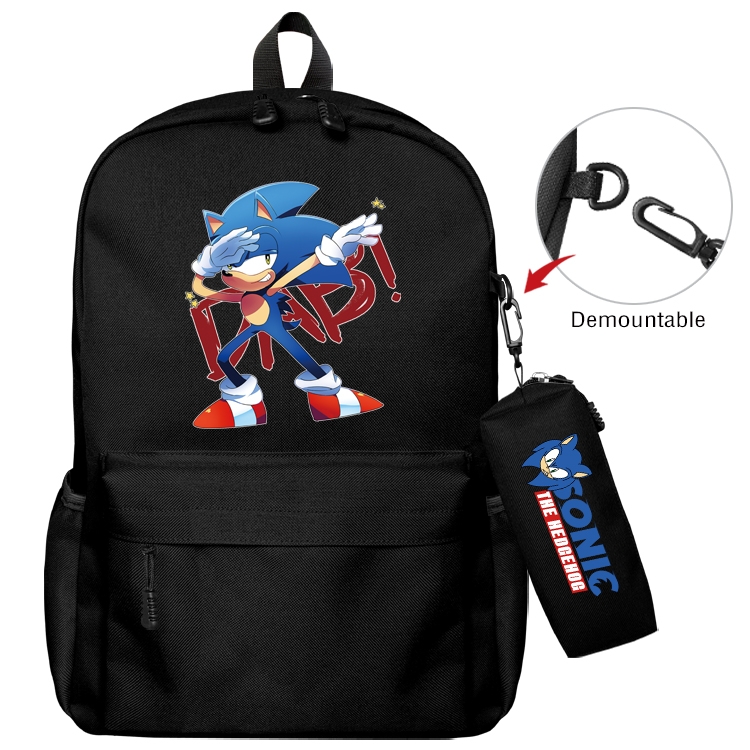 Sonic the Hedgehog Animation backpack schoolbag small pen bag set mother and child schoolbag 43X35X12CM